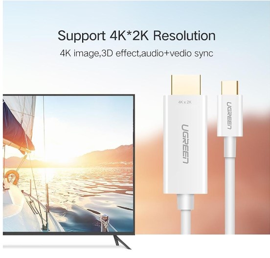 Cáp chuyển đổi USB Type-C to HDMI hỗ trợ 4K, 3D dài 1,5m chính hãng Ugreen 30841 cao cấp